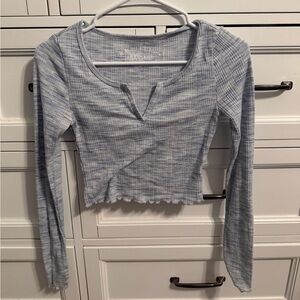 Aeropostale Light Blue Ribbed Crop Top